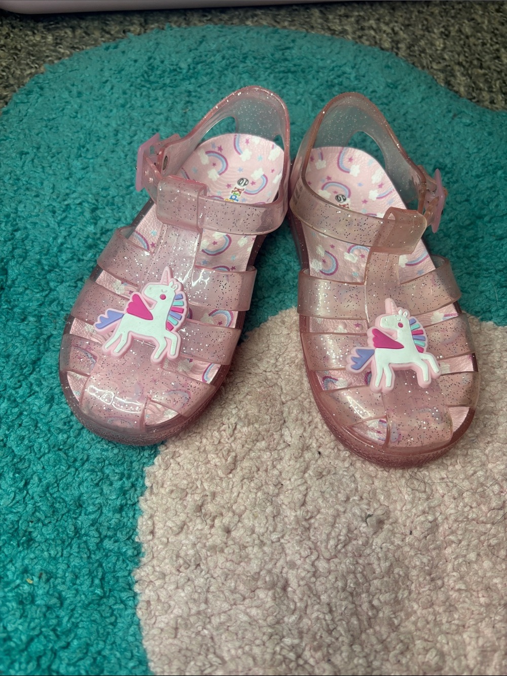 Kidgets Pink Glitter Unicorn Jelly Sandals